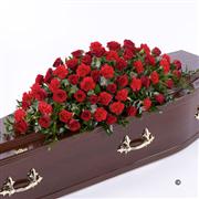 Rose and Carnation Casket Spray - Red 5ft