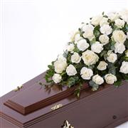 Rose and Carnation Casket Spray - White 5ft