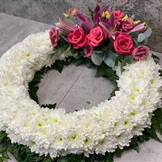 Traditional based wreath with foliage edge