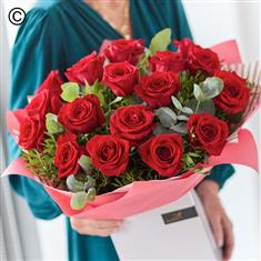 Large Valentine's 18 Red Rose Hand-tied